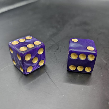 10 Pack of 16mm Acrylic D6 Purple Pearl Straight Edge