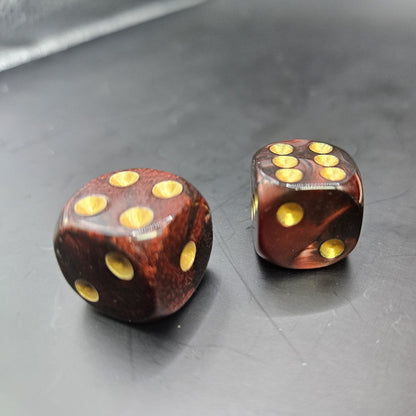 10 Pack of 16mm Two Colour Acrylic D6 Red & Black