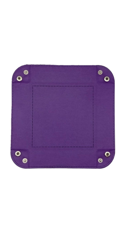 Purple Dice Square Folding Tray with PU Leather backing