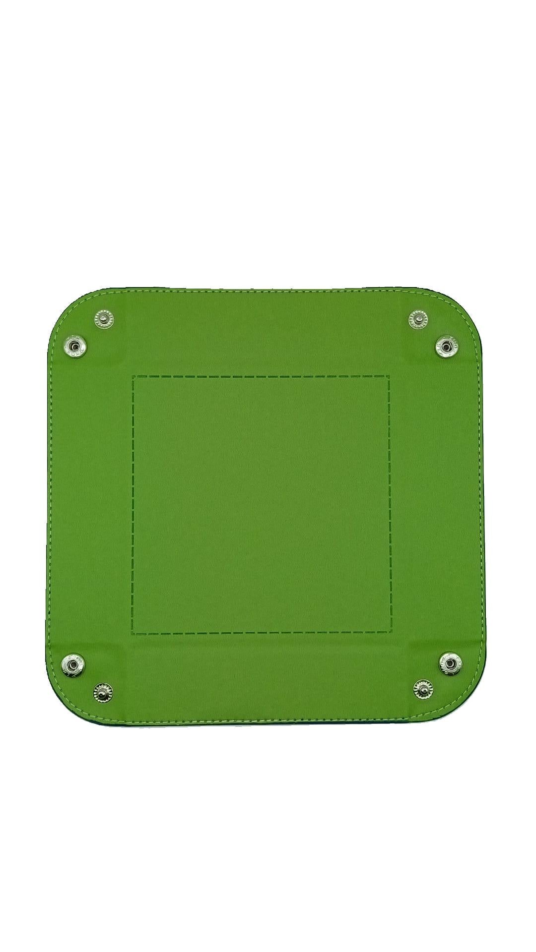 Green Dice Square Folding Tray with PU Leather backing