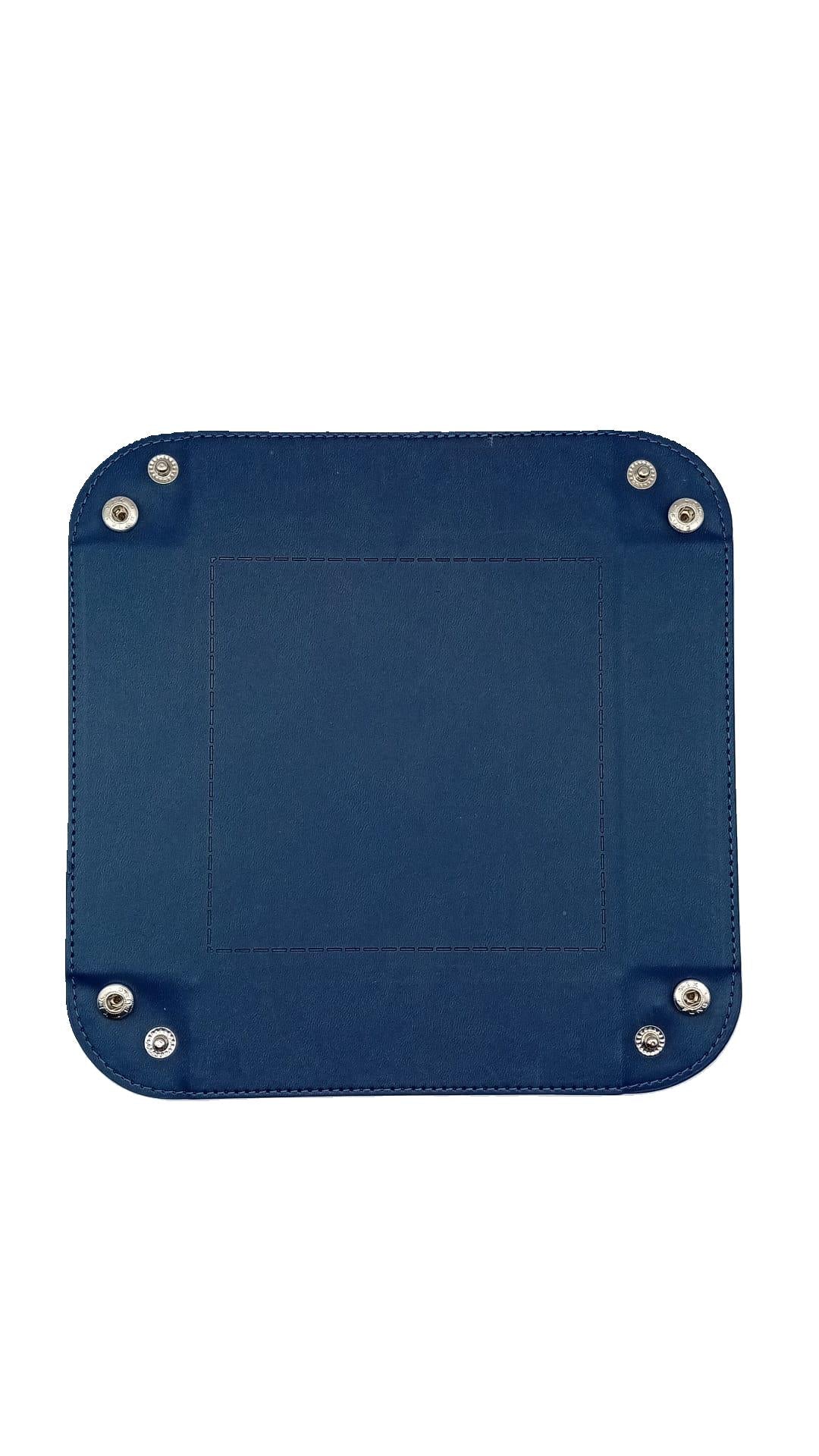 Navy Blue Dice Square Folding Tray with PU Leather backing