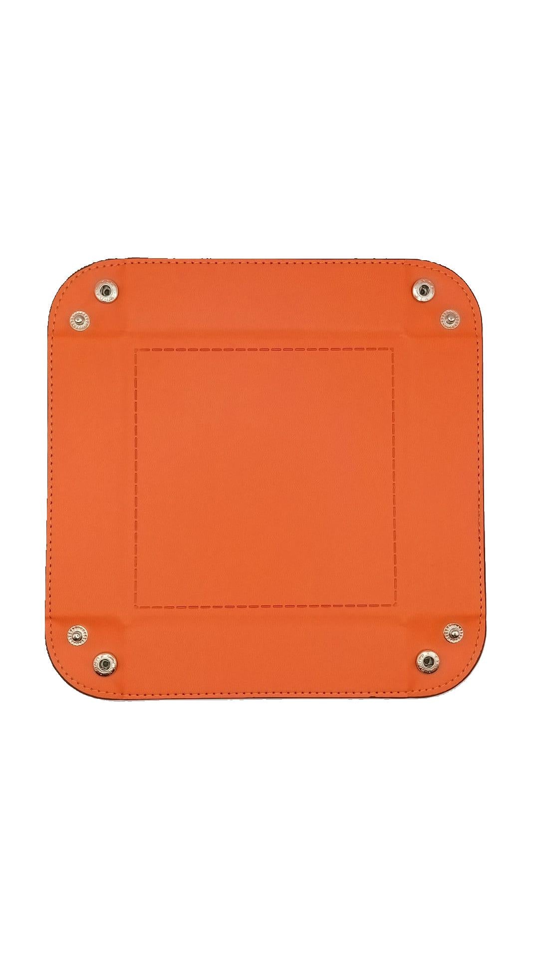 Orange Dice Square Folding Tray with PU Leather backing
