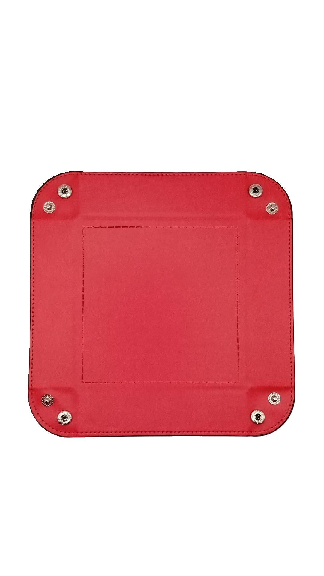 Red Dice Square Folding Tray with PU Leather backing