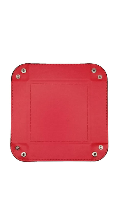 Red Dice Square Folding Tray with PU Leather backing