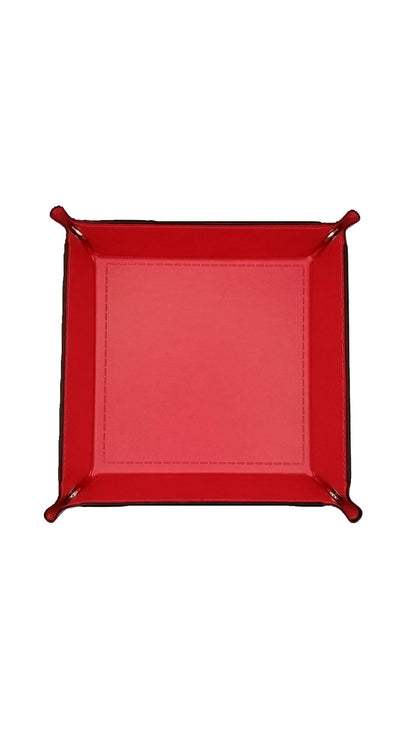 Red Dice Square Folding Tray with PU Leather backing