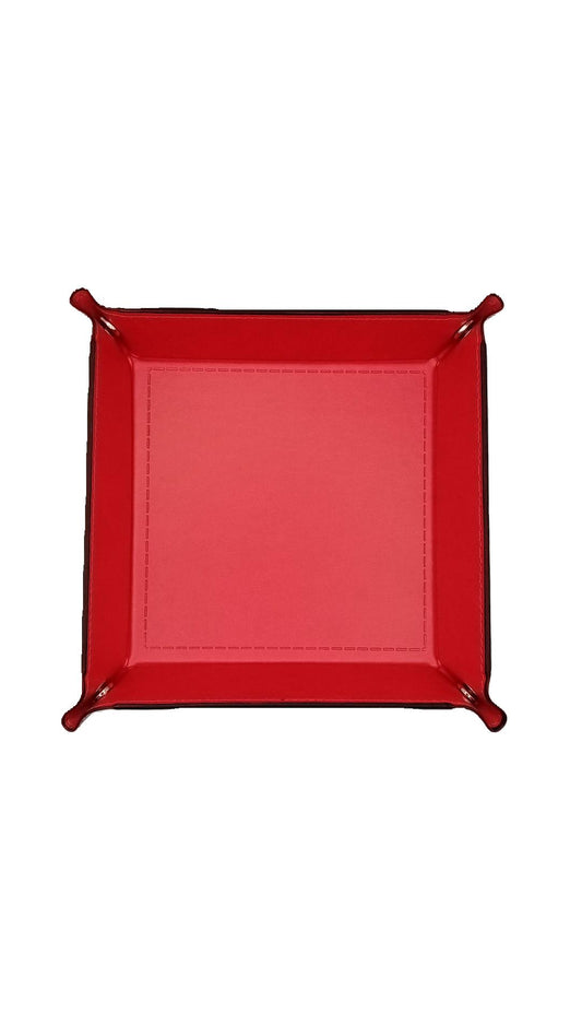 Red Dice Square Folding Tray with PU Leather backing