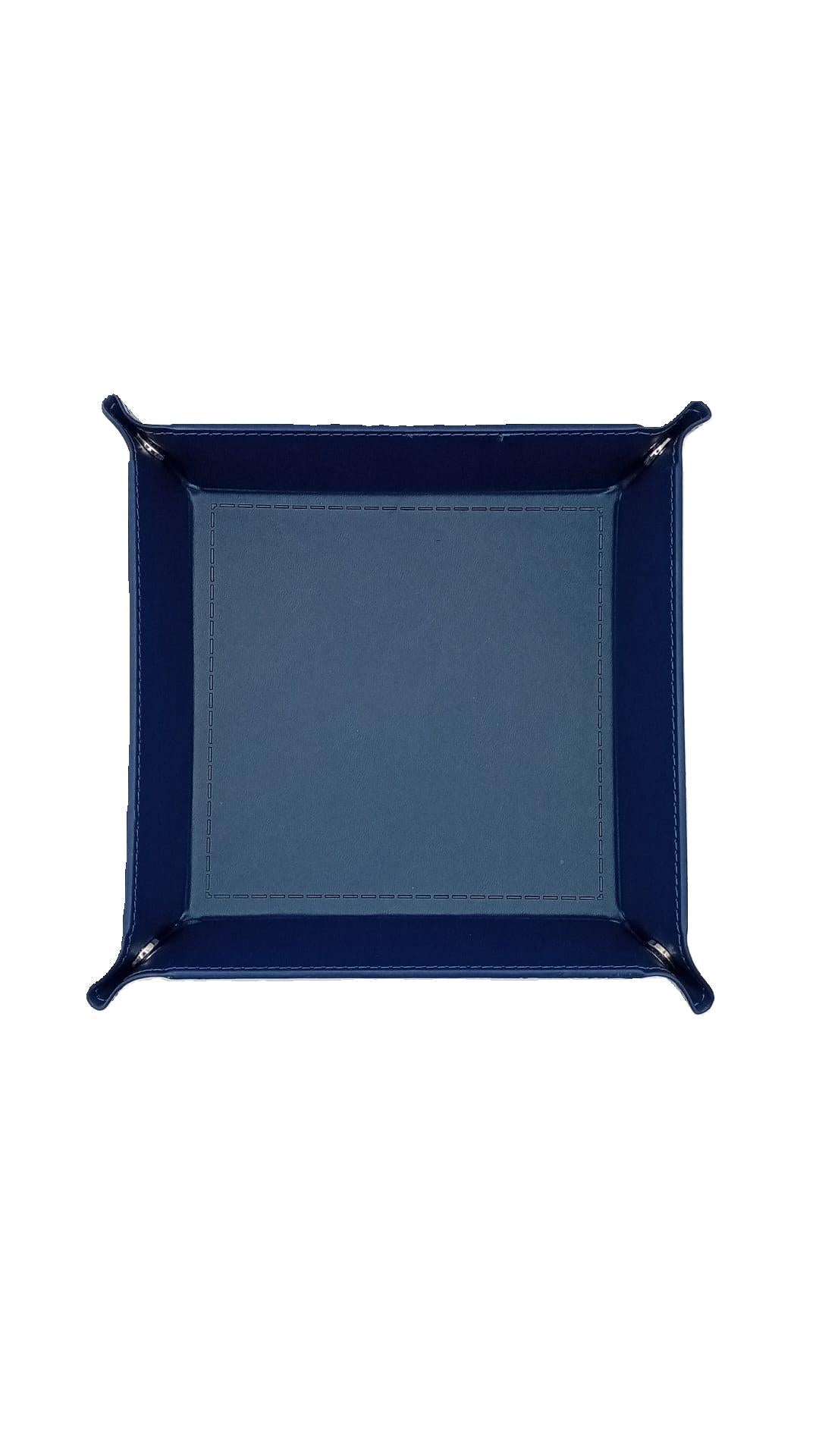Navy Blue Dice Square Folding Tray with PU Leather backing
