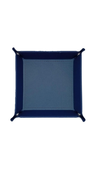 Navy Blue Dice Square Folding Tray with PU Leather backing