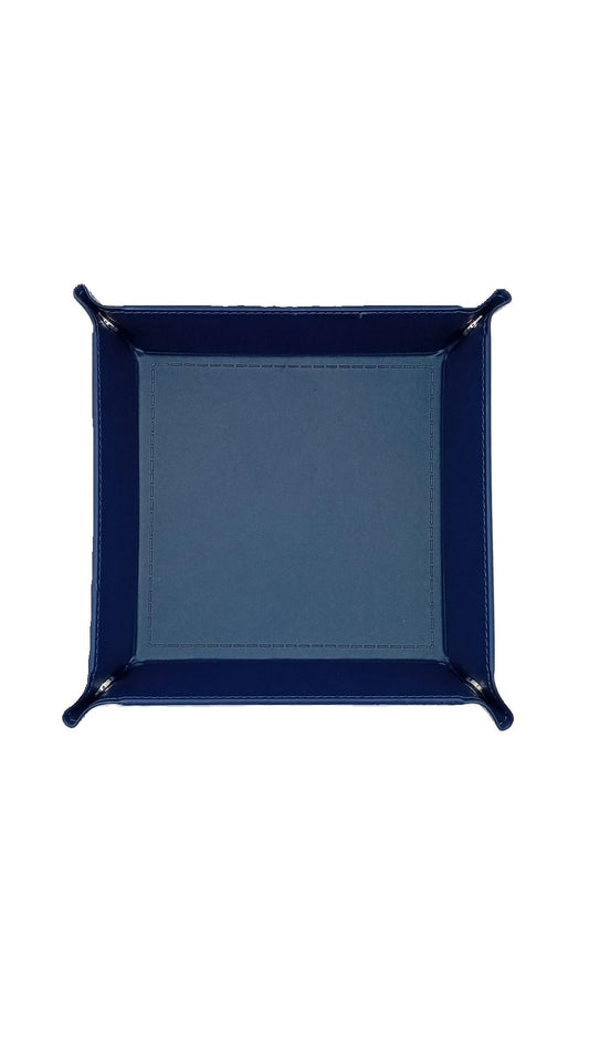 Navy Blue Dice Square Folding Tray with PU Leather backing