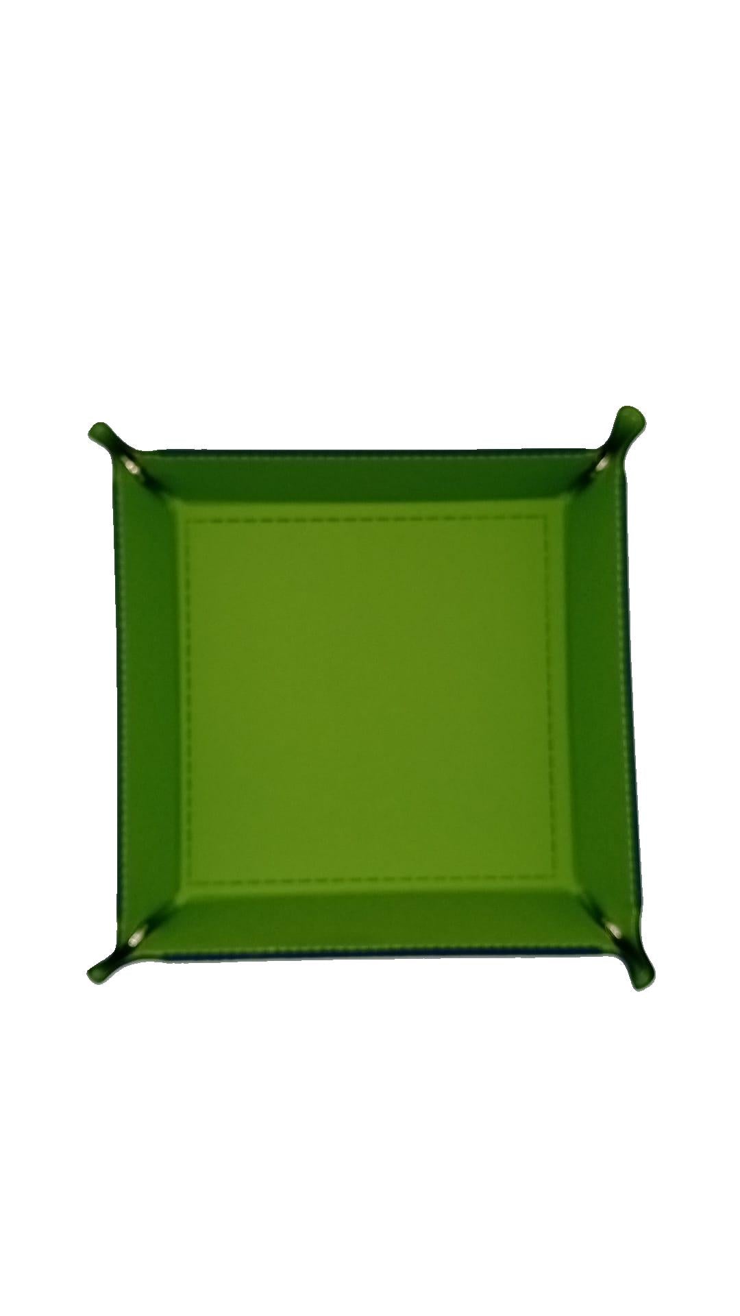 Green Dice Square Folding Tray with PU Leather backing
