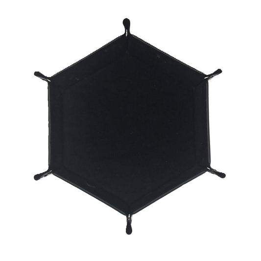 Black Dice Hexagonal Folding Tray with Black PU Leather backing