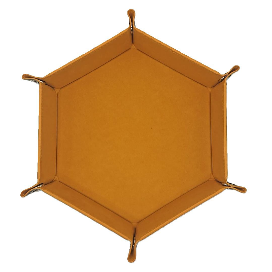 Yellow Dice Hexagonal Folding Tray with Black PU Leather backing