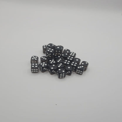 Pack of 100 Transparent Six sided Dice (D6) - Black