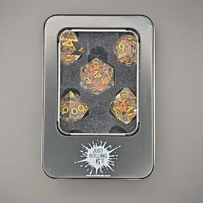 Golden Ribbon Core D&D Dice Set