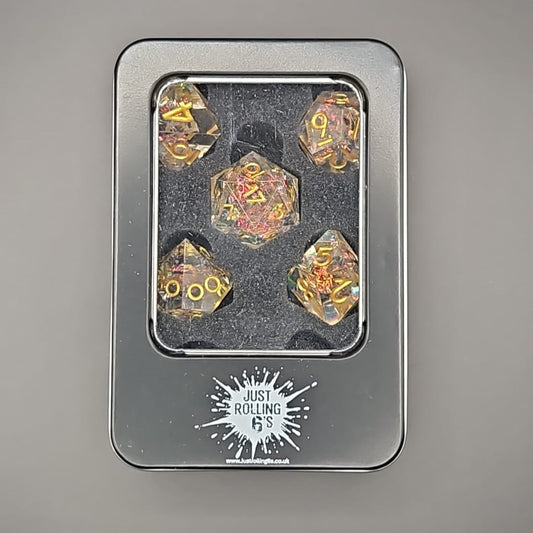 Golden Ribbon Core D&D Dice Set