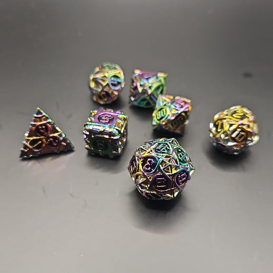 Colour Changing Metallic D&D Dice Set in Metal Box