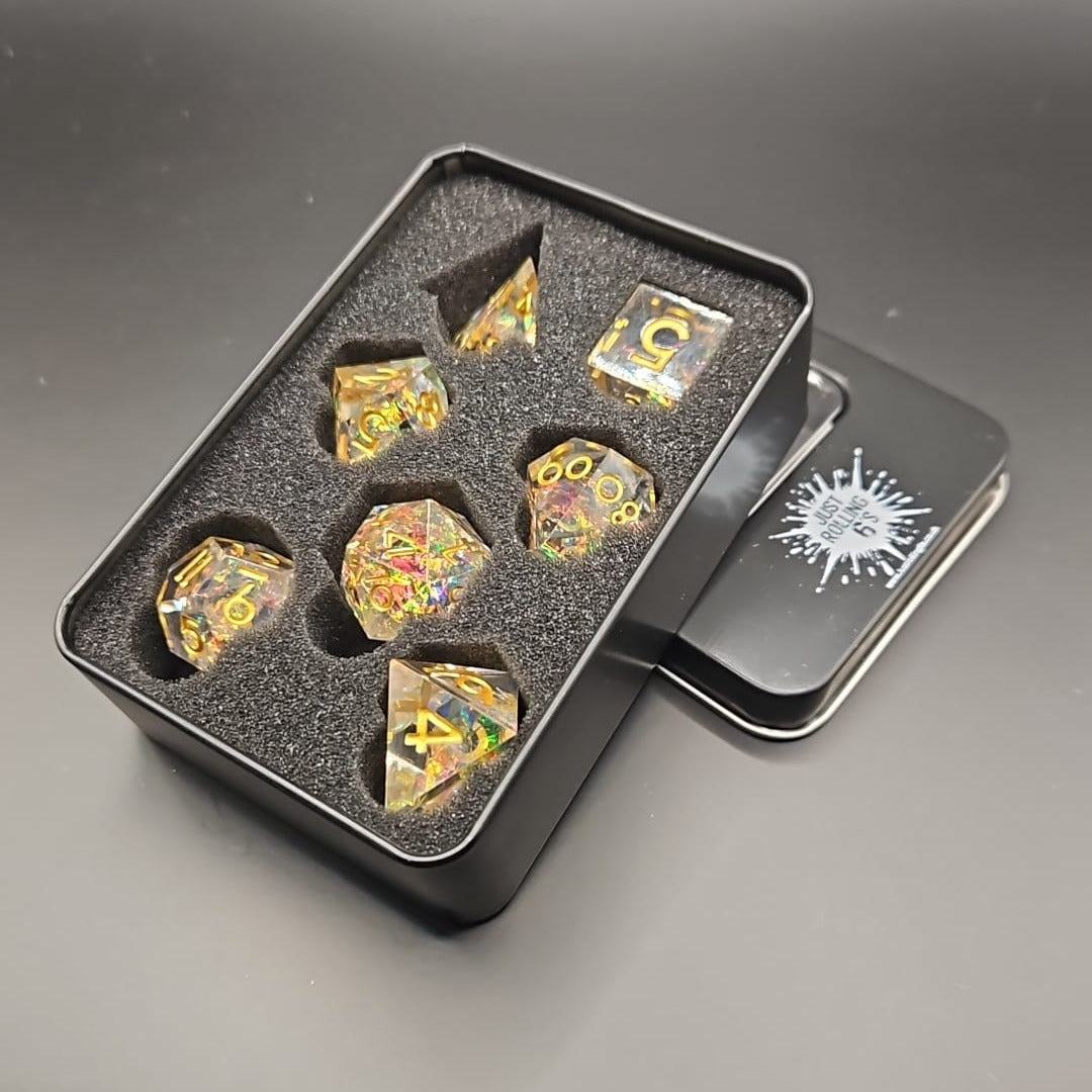 Golden Ribbon Core D&D Dice Set