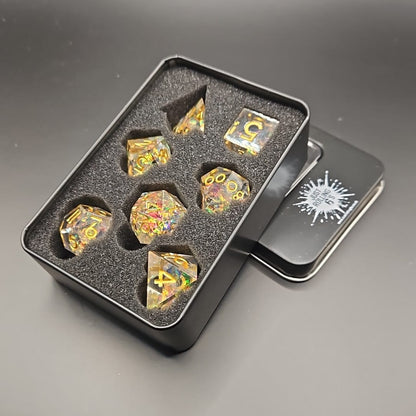 Golden Ribbon Core D&D Dice Set