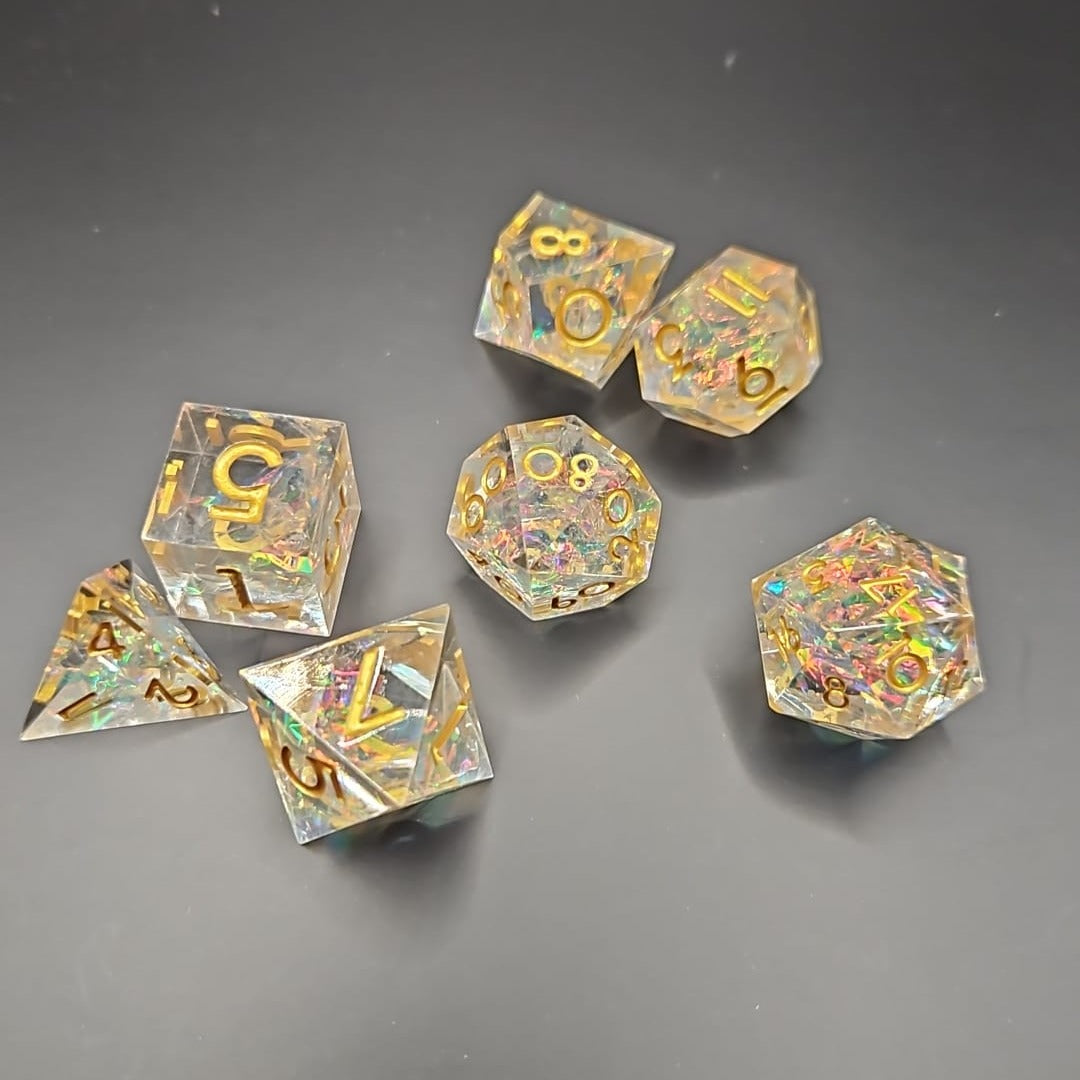 Golden Ribbon Core D&D Dice Set