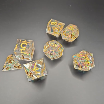 Golden Ribbon Core D&D Dice Set
