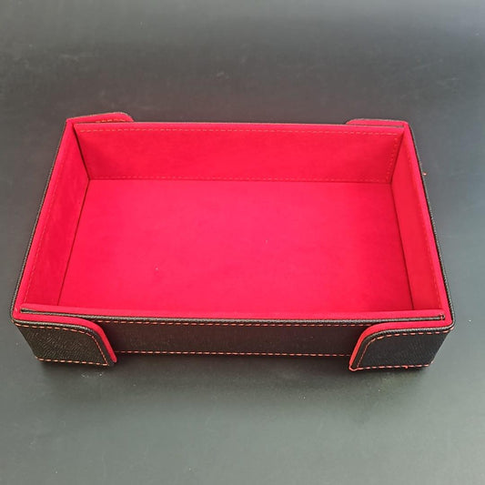 Gory Red Rectangular Magnetic Dice Tray with PU Leather backing