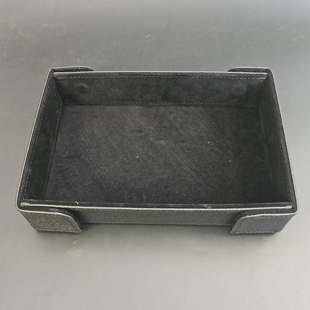 Chaos Black Rectangular Magnetic Dice Tray with PU Leather backing