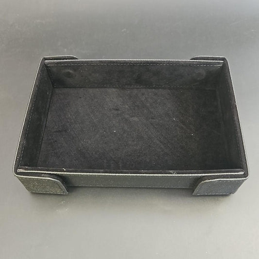 Chaos Black Rectangular Magnetic Dice Tray with PU Leather backing