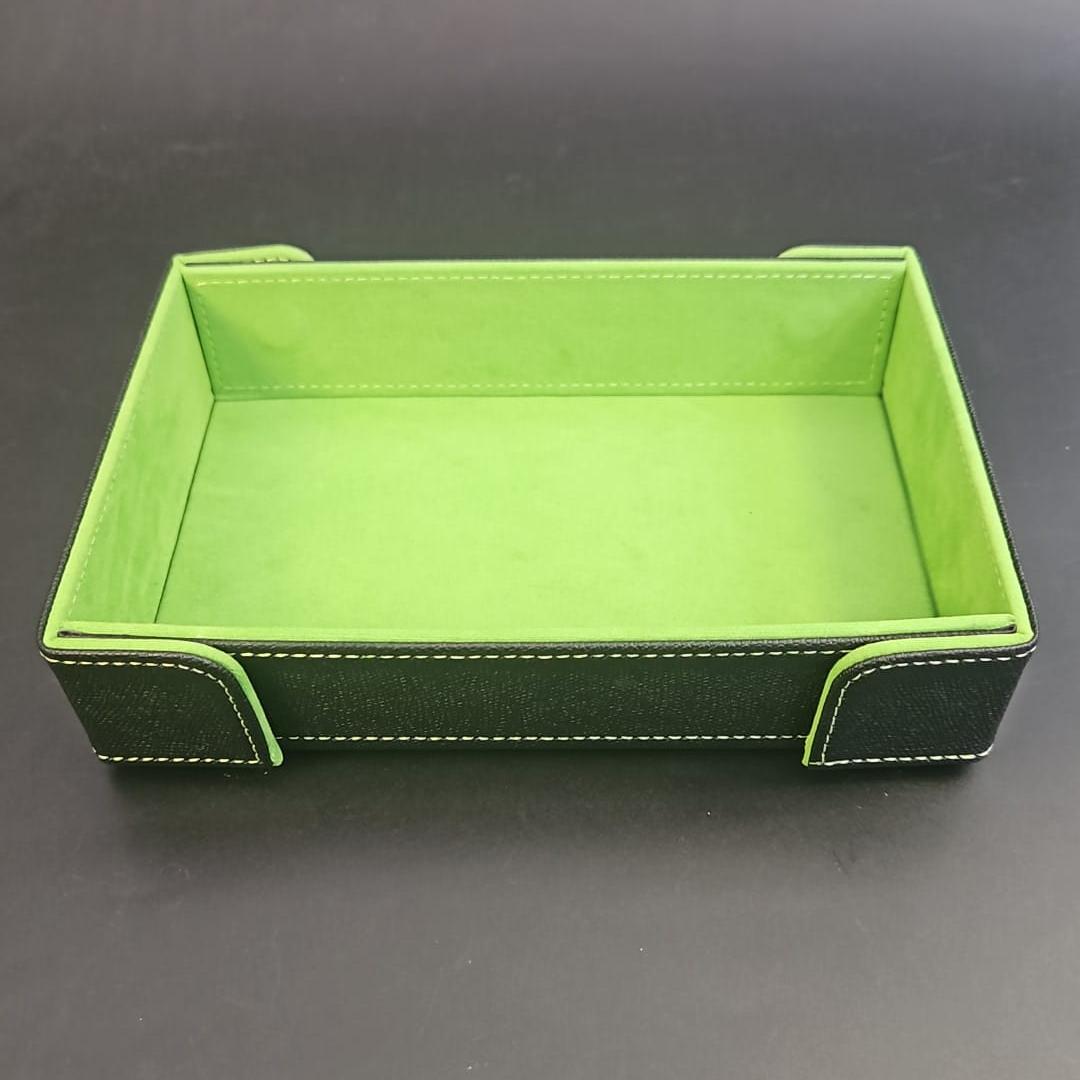 Gobbo Green Rectangular Magnetic Dice Tray with PU Leather backing
