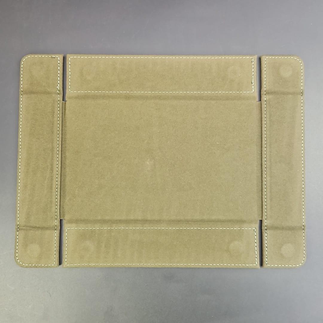 Khaki Rectangular Magnetic Dice Tray with PU Leather backing