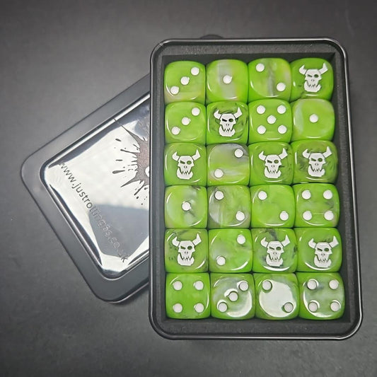 Pack of 16mm Ork Grubby Green Rounded Edge Dice