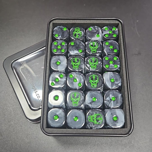 Pack of 16mm Robot Black and Grey Colour Rounded Edge Dice