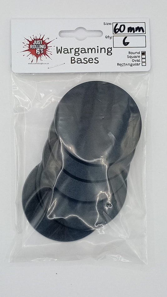 60mm Round Wargaming Miniature Base Pack of 6
