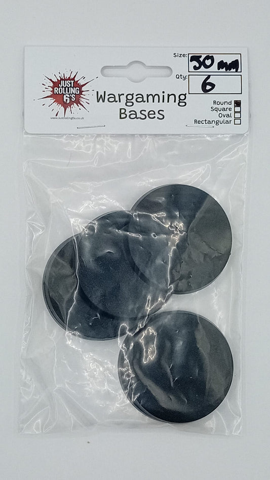 50mm Round Wargaming Miniature Base Pack of 6