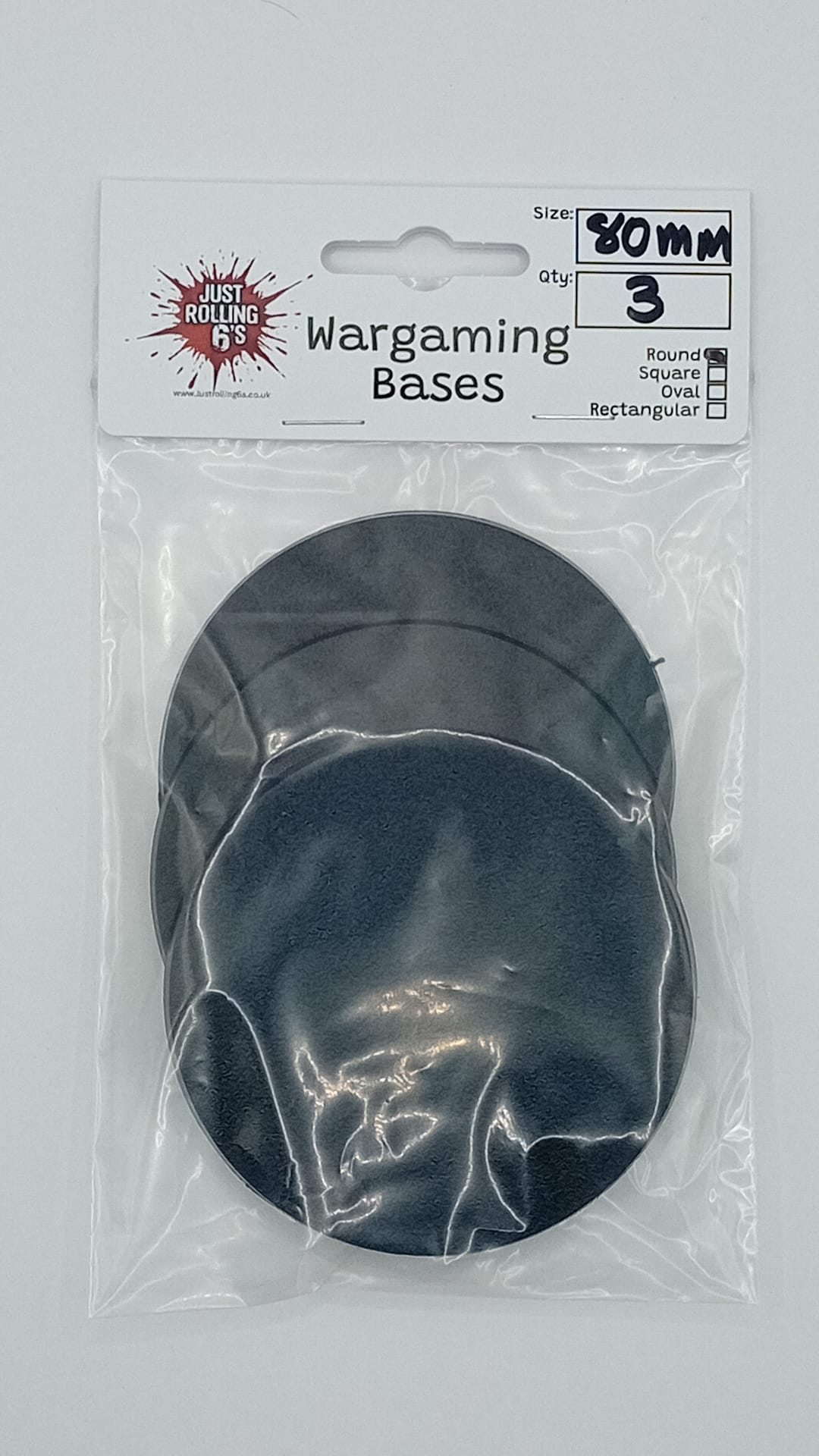80mm Round Wargaming Miniature Base Pack of 3