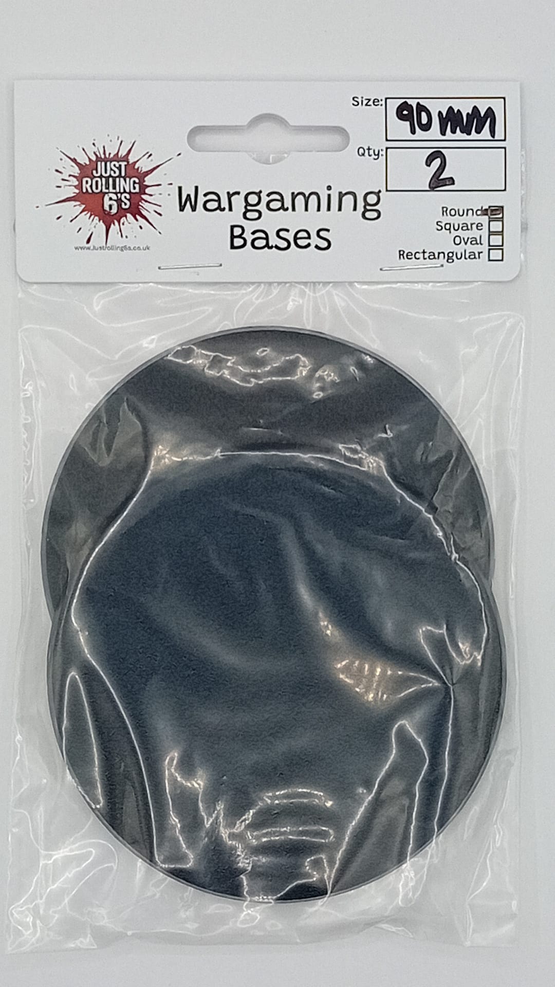 90mm Round Wargaming Miniature Base Pack of 2