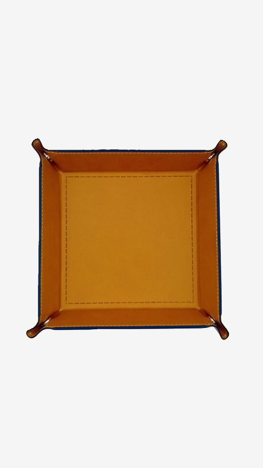 Brown Dice Square Folding Tray with PU Leather backing