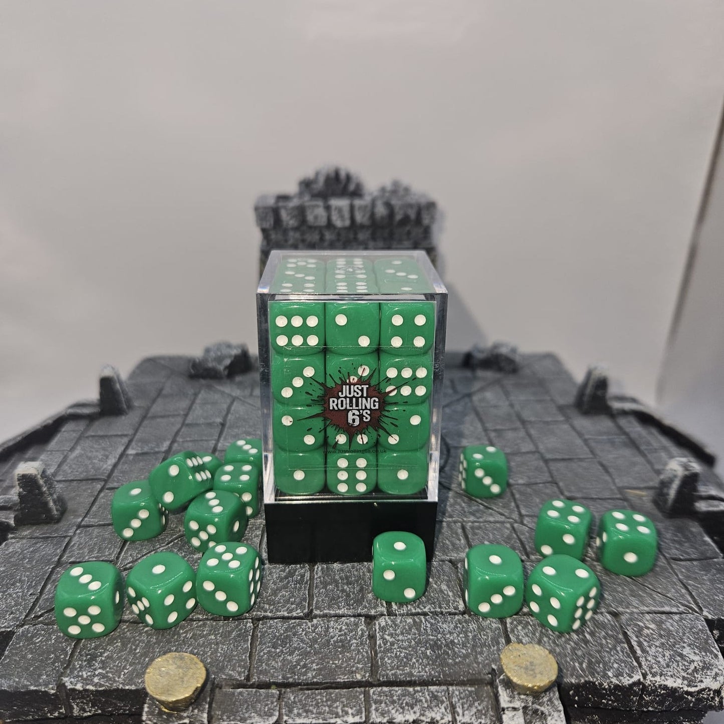Box of 36 Green 12mm D6 Dice for Wargaming, Board games and other tabletop games