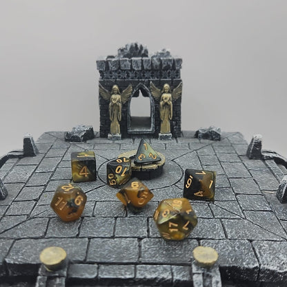 Gold and Black 7 Piece Boxed Dice Set for Role play Gaming
