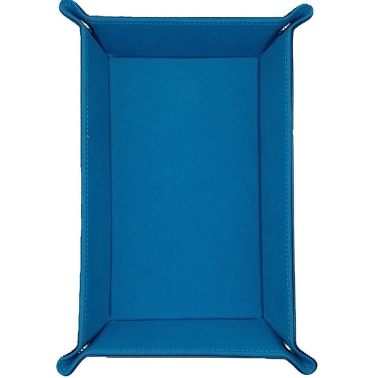 Blue Rectangular Folding Dice Tray with Dark Blue PU Leather backing