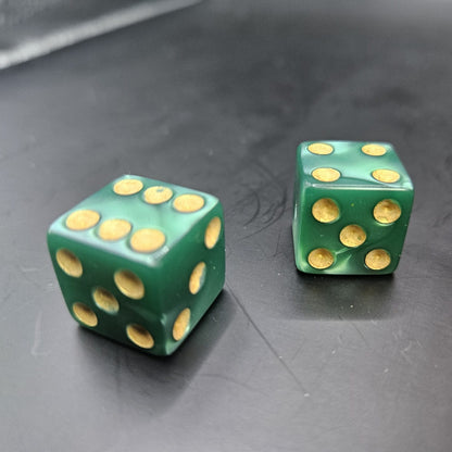10 Pack of 16mm Acrylic D6 Green Pearl Straight Edge
