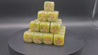 Pack of 16mm Plague Ridden Purtid Green Rounded Edge Dice