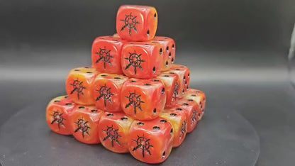Pack of 16mm Chaos Molten Red Rounded Edge Dice