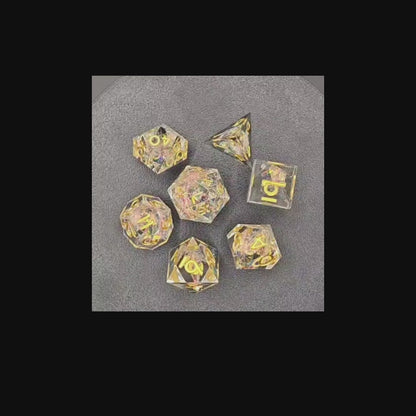 Golden Ribbon Core D&D Dice Set