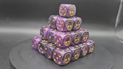 Pack of 16mm Death Purple Rot Rounded Edge Dice