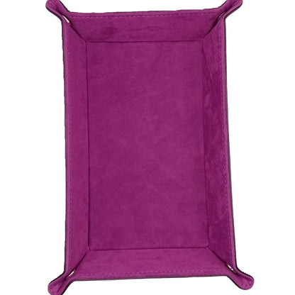 Purple Rectangular Folding Dice Tray with Black PU Leather backing
