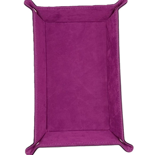 Purple Rectangular Folding Dice Tray with Black PU Leather backing