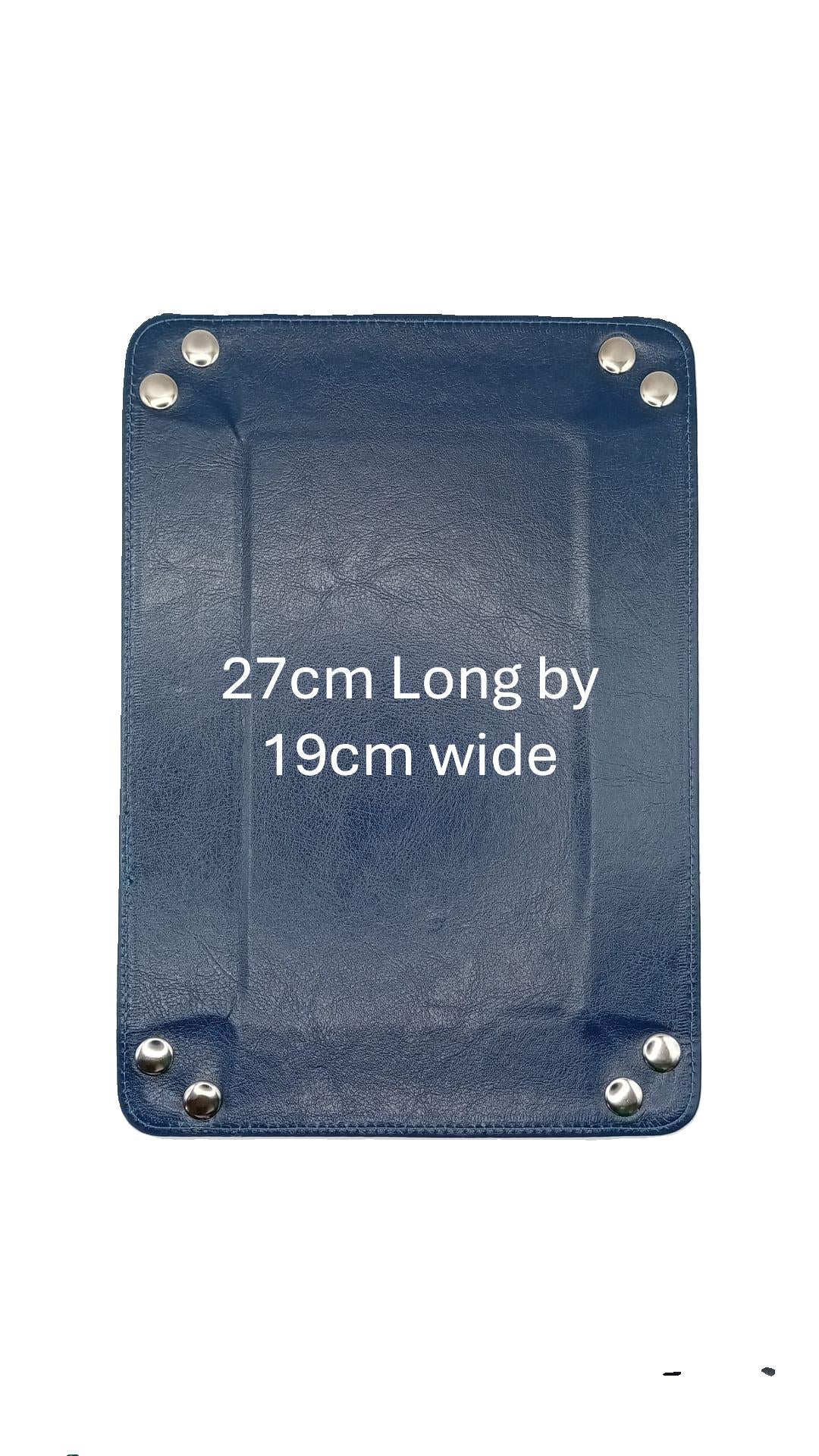 Tan Rectangular Folding Dice Tray with Dark Blue PU Leather backing