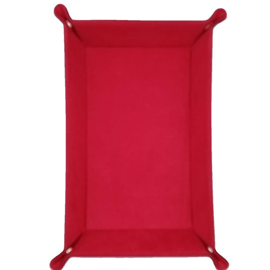 Red Rectangular Folding Dice Tray with Black PU Leather backing