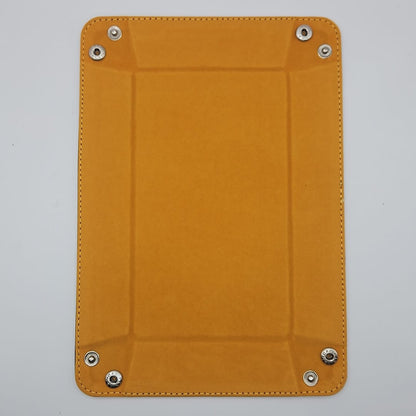 Yellow Rectangular Folding Dice Tray with Black PU Leather backing